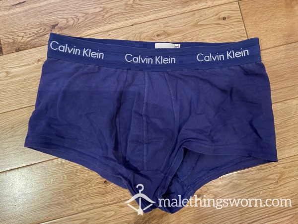 Calvin Klein Tight Fitting Purple Boxer Trunks With Logo Waistband (S)