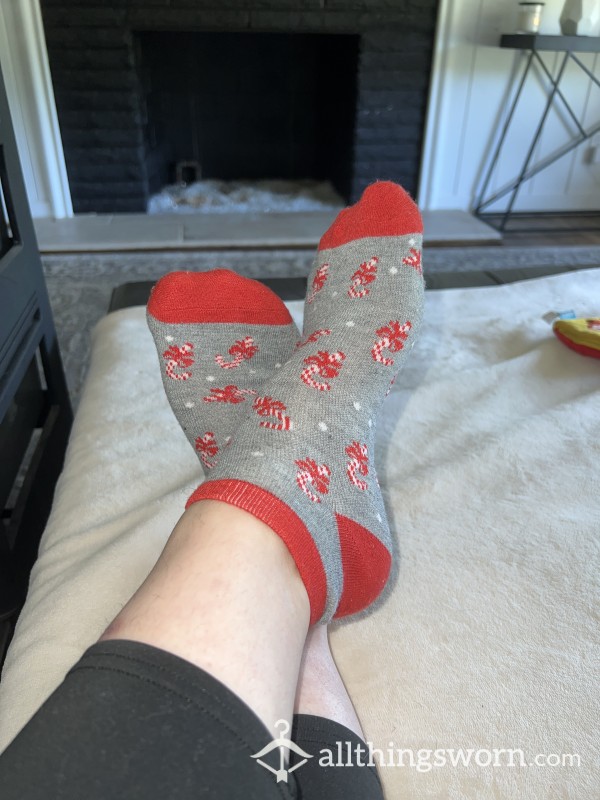 Candy Cane Ankle Socks