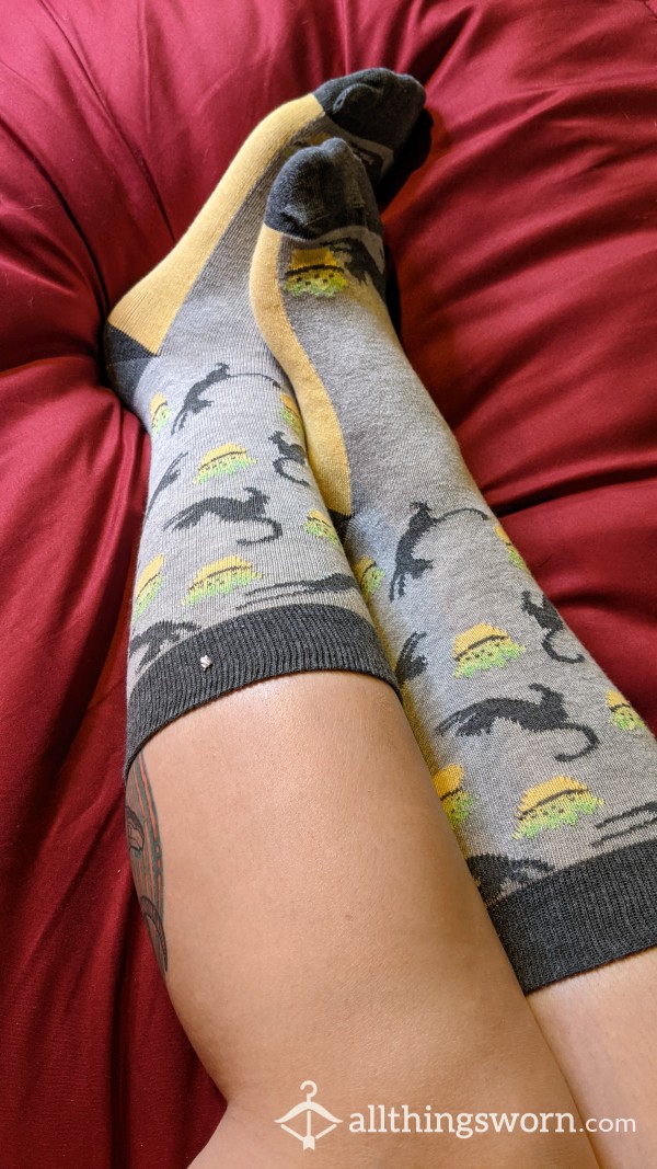 Cats And Cacti Print Socks