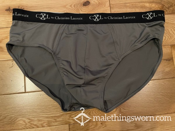 Christian Lacroix CXL Silky Microfibre Grey Briefs (XL)- Ready To Be Customised For You