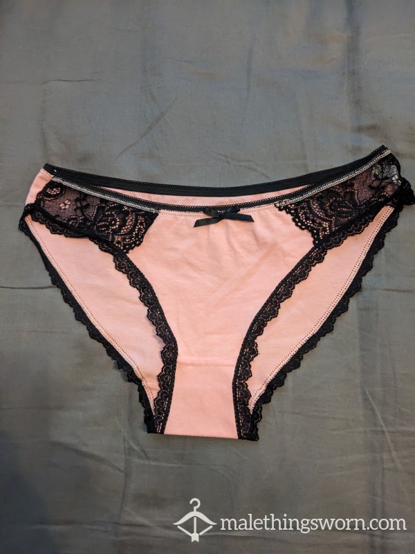 Cotton And Lace Trim Pink Panties