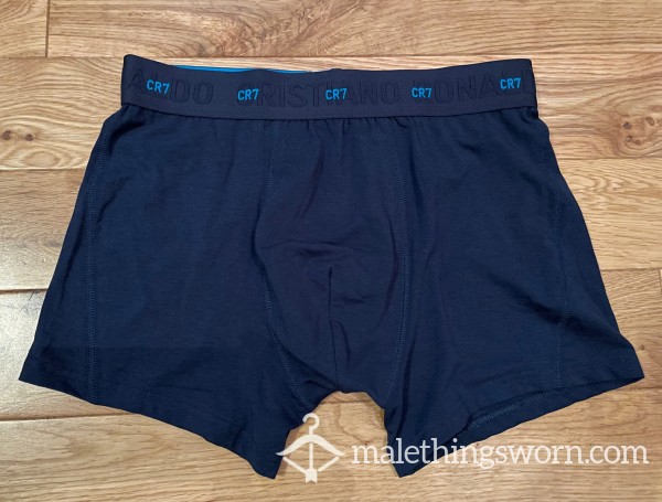 Cristiano Ronaldo CR7 Navy Blue Microfibre Tight Fitting Boxer Trunks Shorts (S)