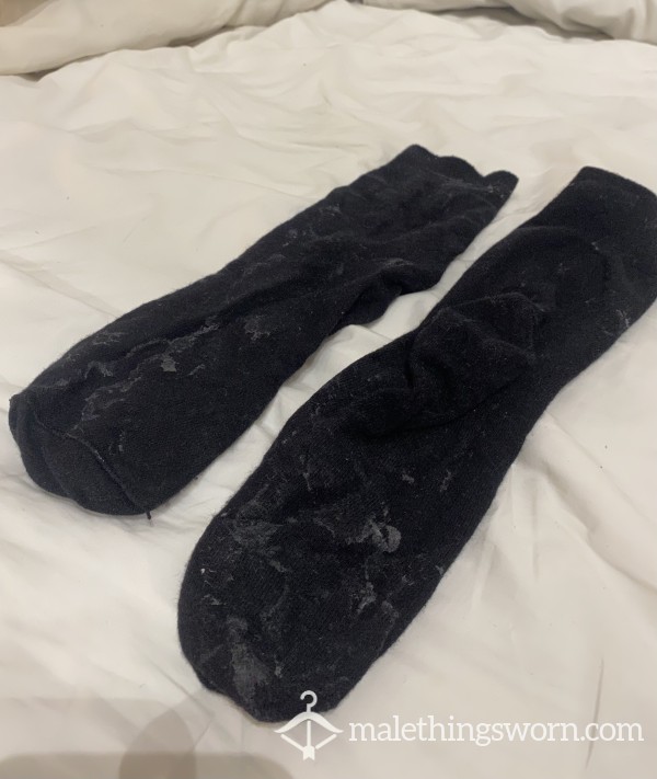 Cum Covered Black Socks