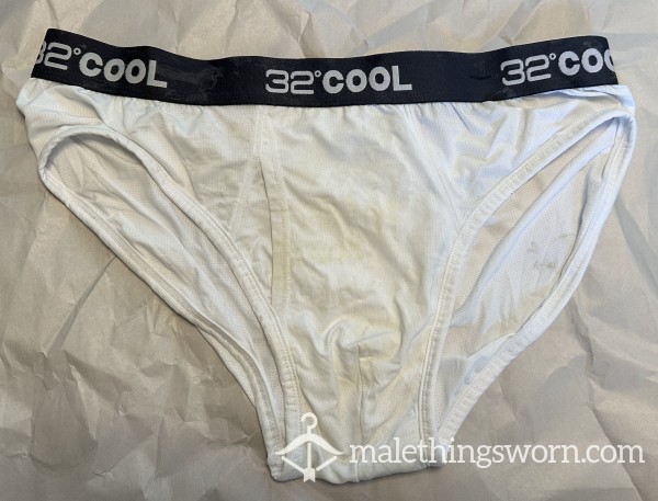 Cum-stained Coolwick White Briefs