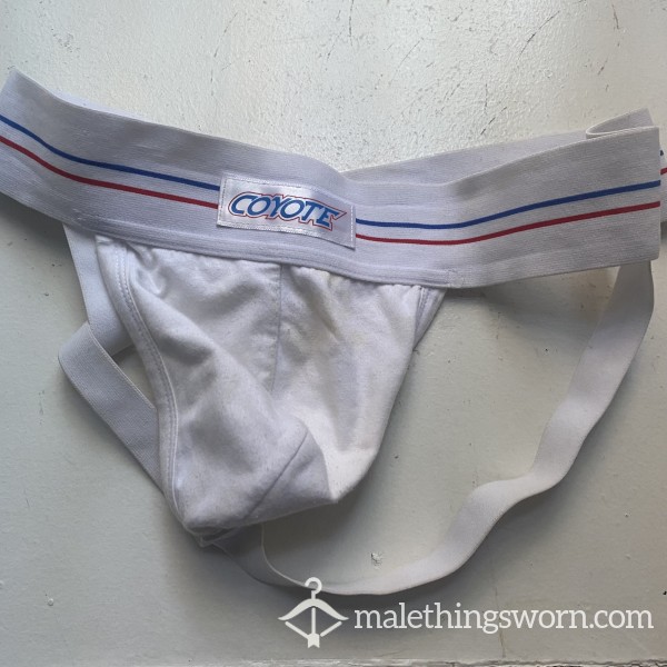 SOLD - Cum Stained Coyote Jockstrap - White