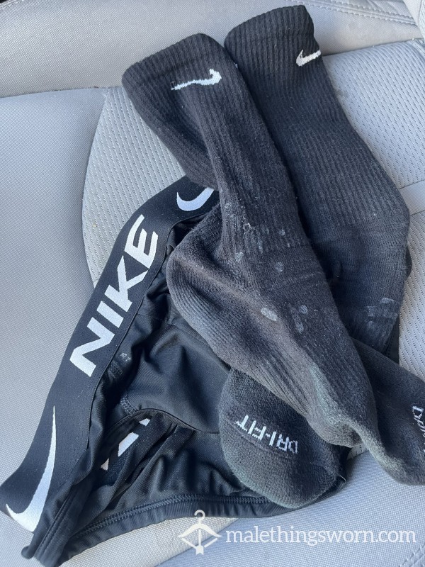 Cum Stained Nike Briefs And Nike Socks