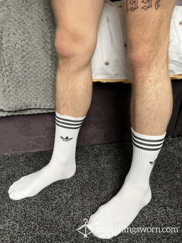 Cummed In Adidas White Socks