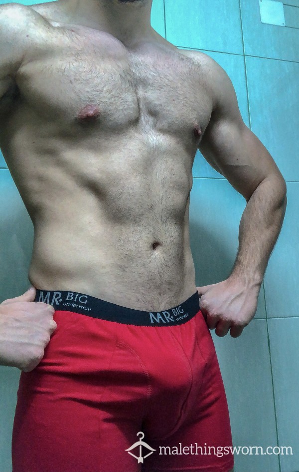 CUMMED Special Red Underwear Used For Fapping And Workouts