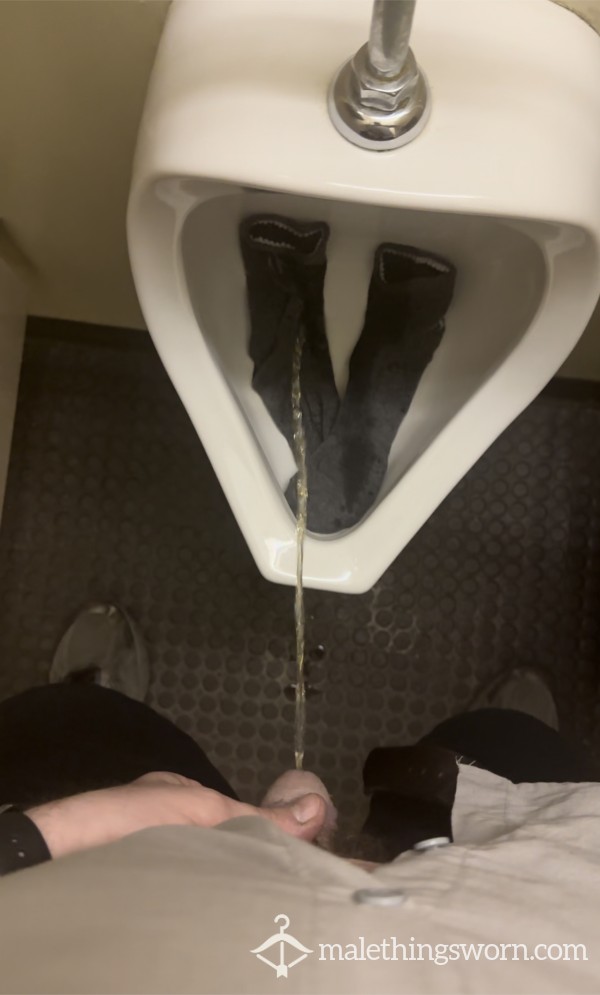 Daddy Pissing On Socks In Urinal