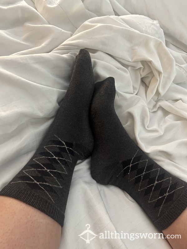 Dark Grey Argyle Socks