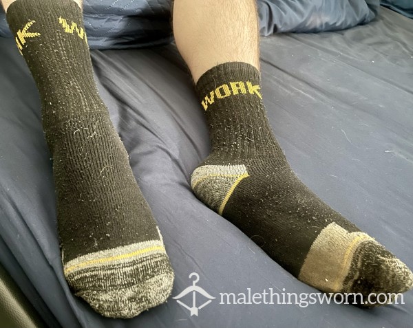 Dark Grey & Yellow Knitted Work Socks