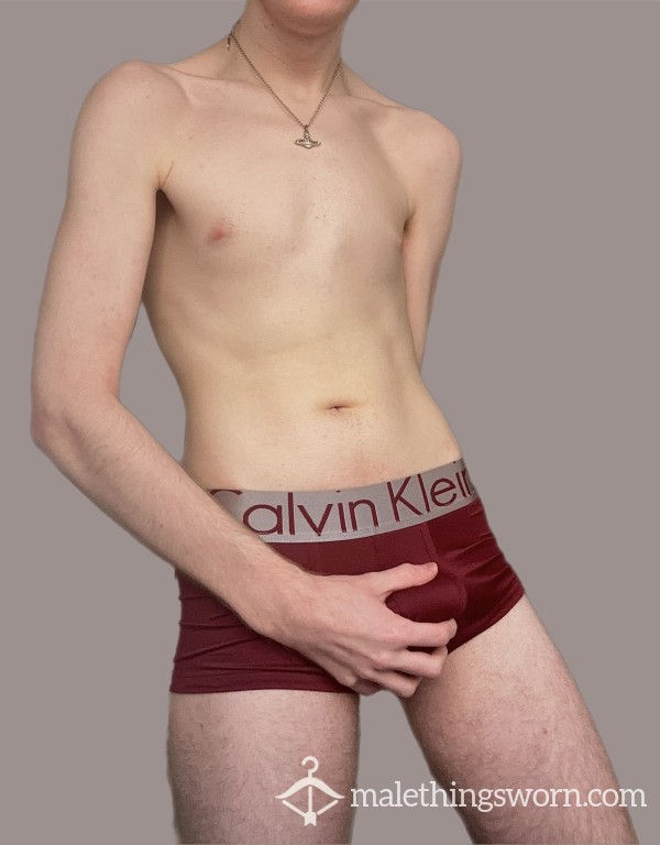 Dark Red Calvin Klein Boxers (5 DAYS WORN + CUM)