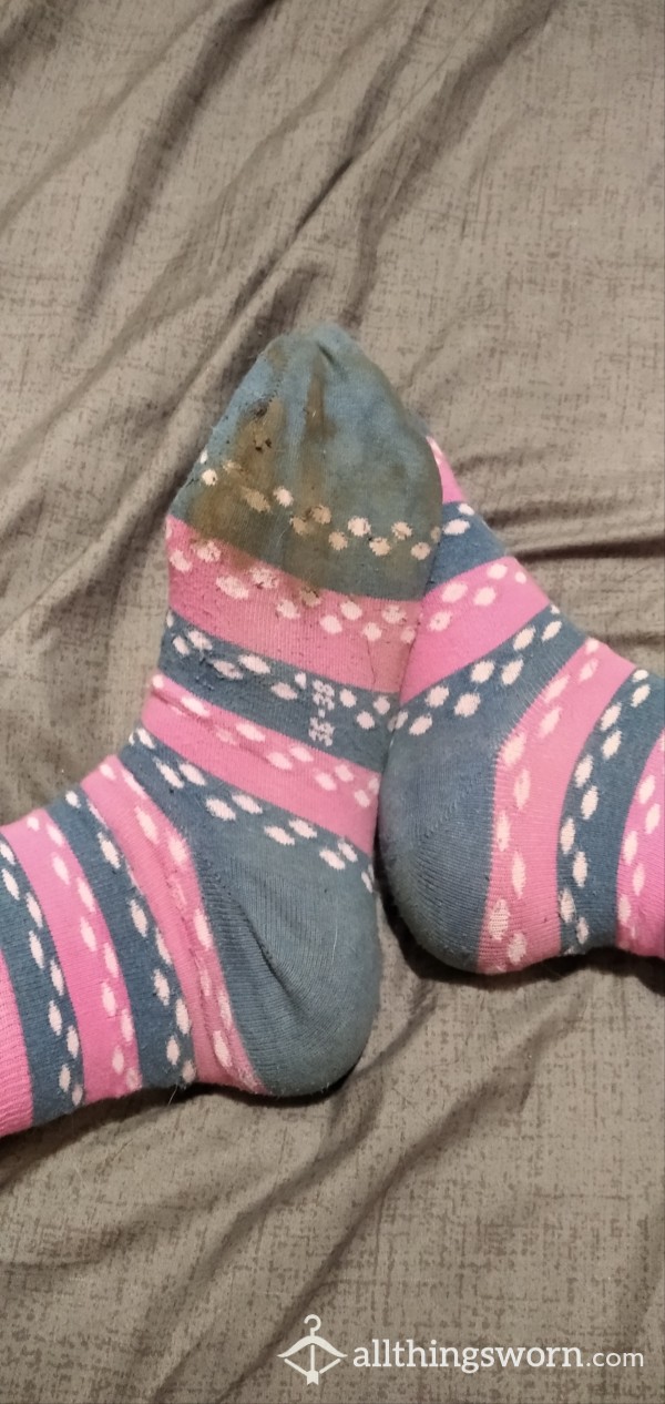 Dirty Pink And Blue Socks