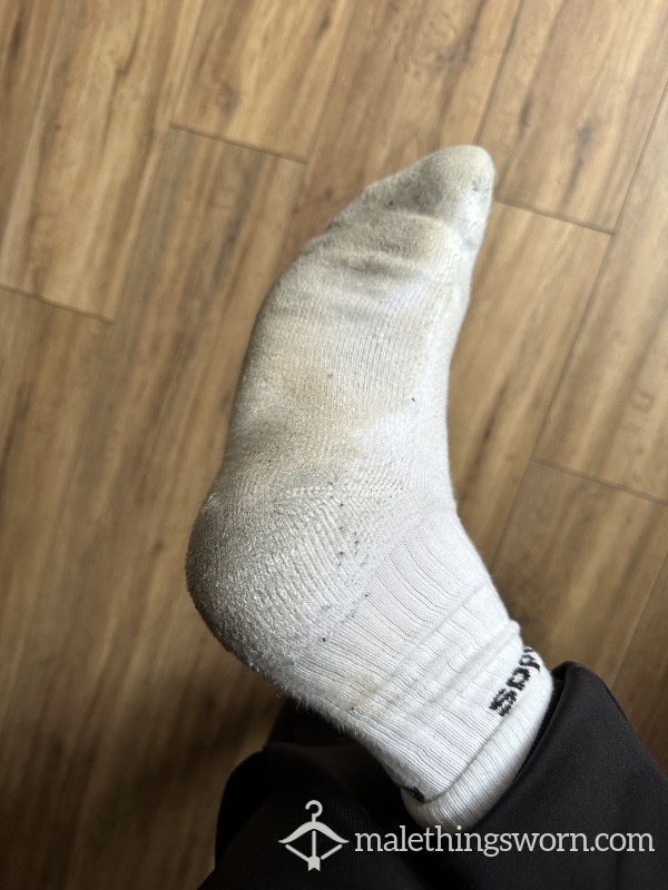 Dirty Sweaty Stinky White Adidas Socks - 5 Days Worn
