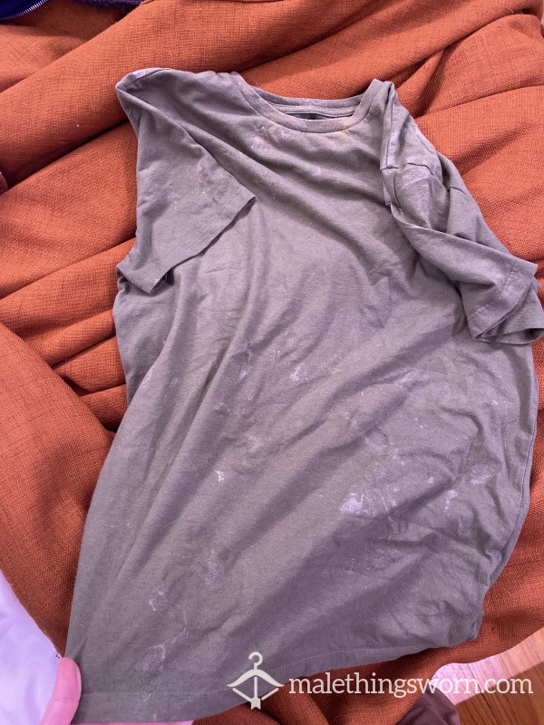 Dried Cum Covered T-shirt All Over Front And Back