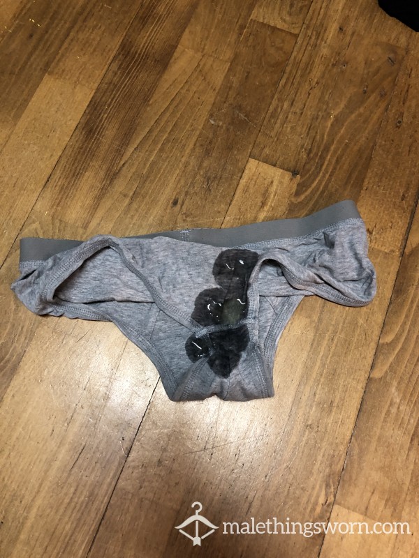 Dropping Two Loads From My Ass On My Grey Underwear
