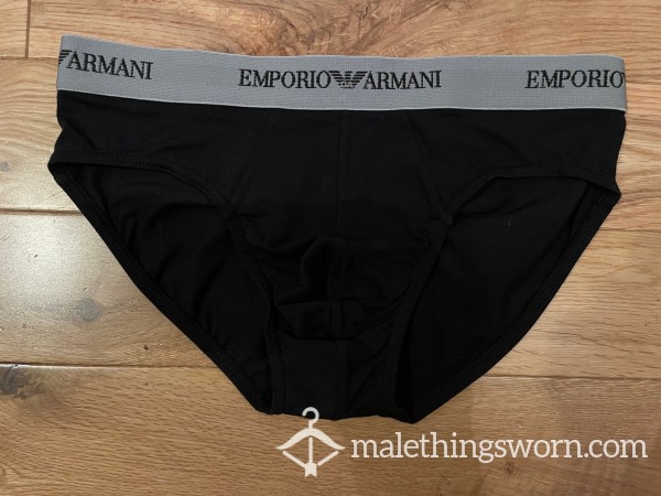 Emporio Armani Tight Fitting Black Briefs (S) Ready To Be Customised For You!