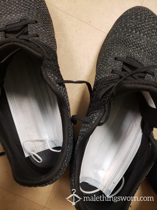 Face Mask Worn In Sweaty Shoe / Work Boots On Foot