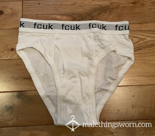 FCUK Traditional White Tight Fitting Y Fronts Briefs With Keyhole (S) - Ready To Be Stained For You