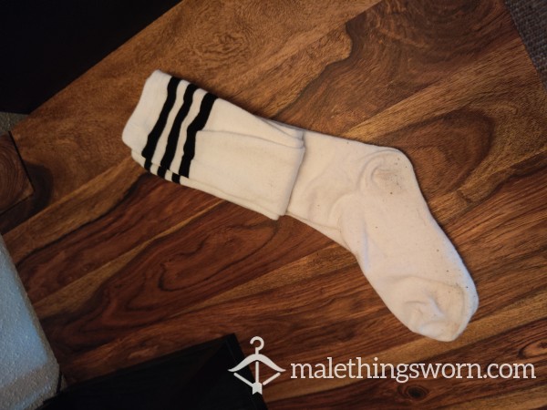 Femboy High Knees Socks White With Black Stripes <3