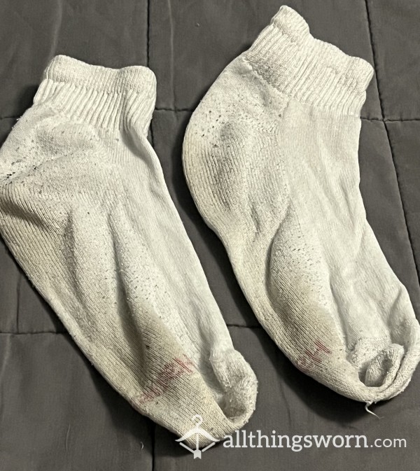 Filthy Stained White Ankle Socks