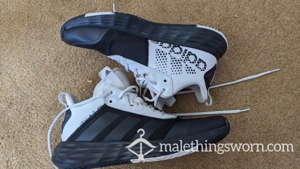 Size 12, Stinky, Musky, Adidas Gym Shoes!  Look In My Past Photos To See What These Have Been Through😈 And Currently Doing Up To 2 Intense Workouts A Day! These Things Are Permanently Damp Wi
