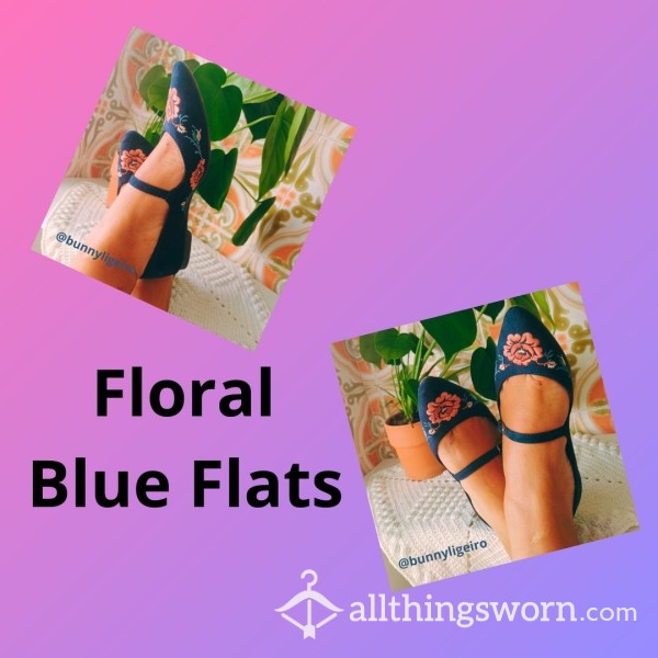 Floral, Blue Flats 🌸