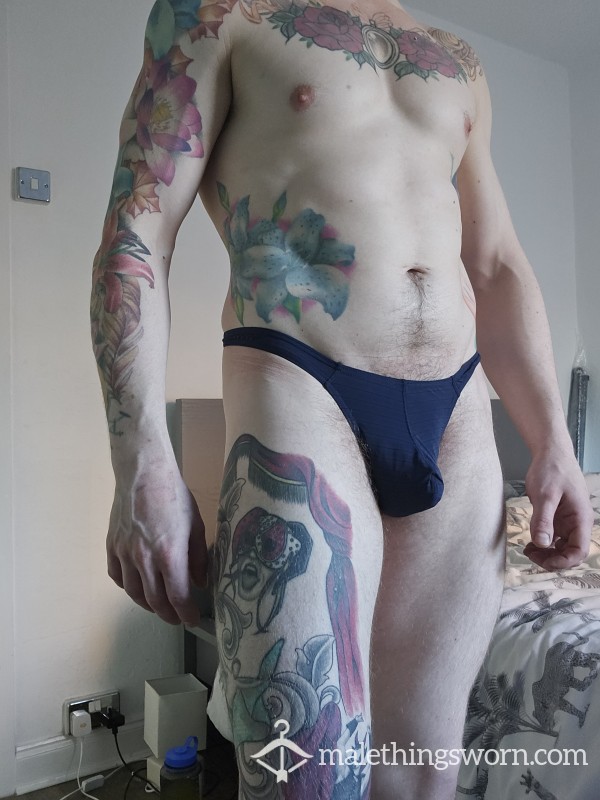 ✨️🍑!Fresh Off The Butt!🍑✨️ Navy Blue Thong, 48 Hr Wear, Gym This Morning. Swweeeaaaaaatttt 😛