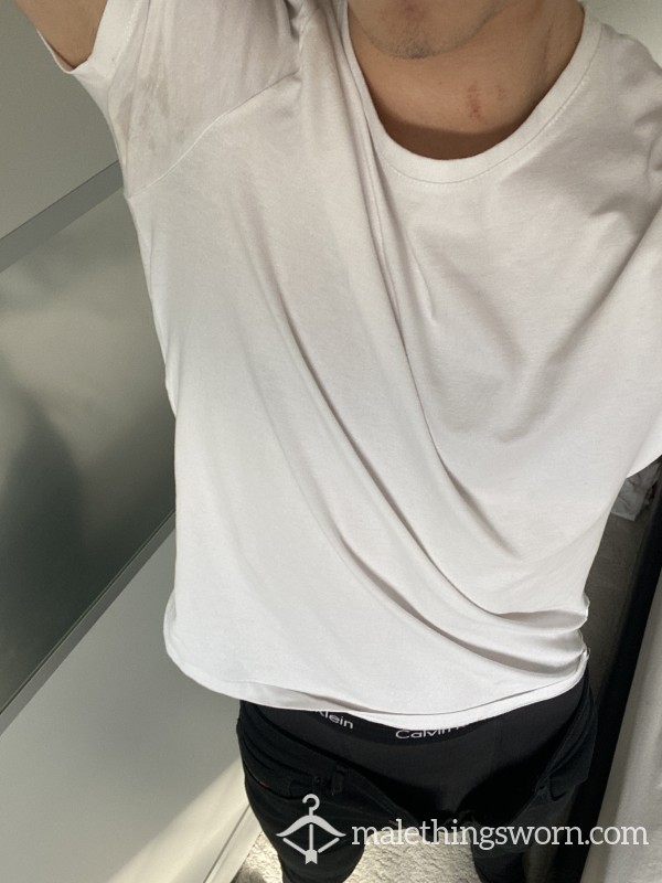 Freshly Worn White T Shirt After Workout photo