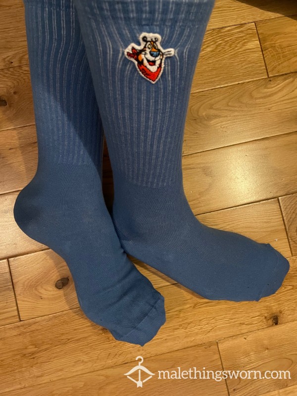 Frosties Tony The Tiger Blue Ribbed Dress Socks, "They're Great!" Retro