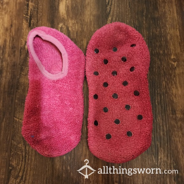 Very Old Fuzzy Pink Grippy Socks!!!