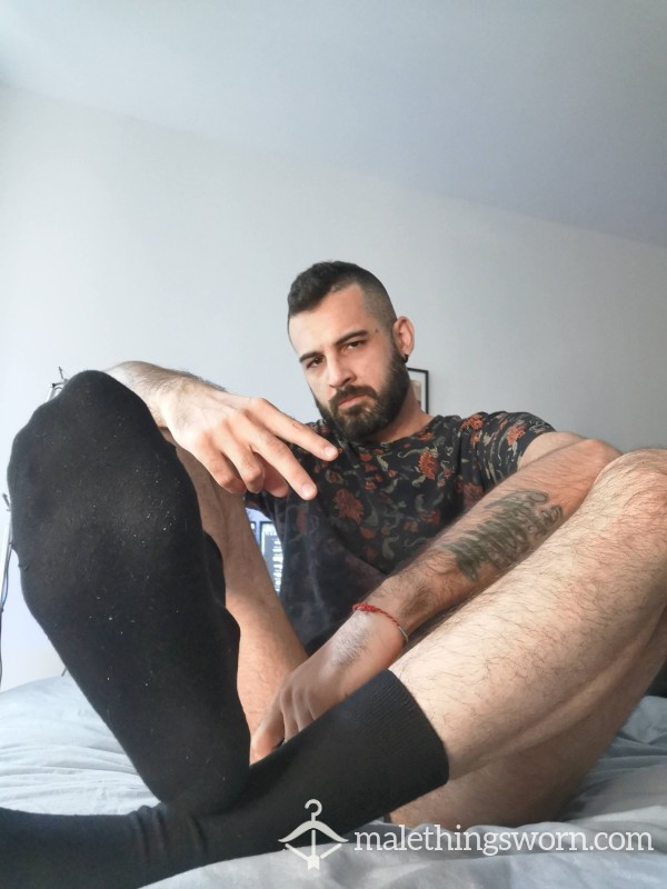 Gabriel Show Off His Dirty Black Socks In Front Of The Camera