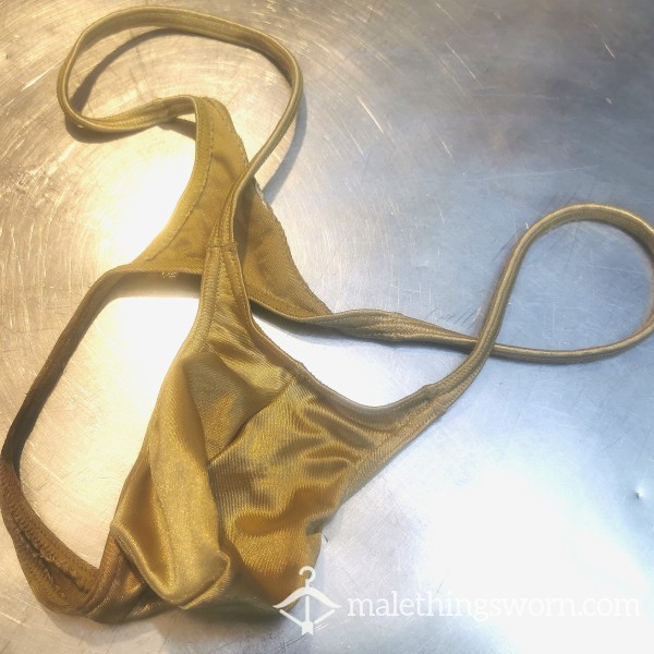 Gold Bodybuilder's Thong, Worn For A Whole Week