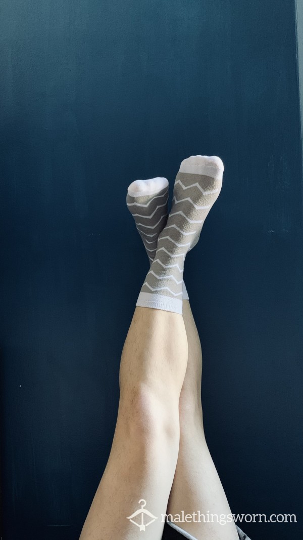 Gray & White Striped Socks