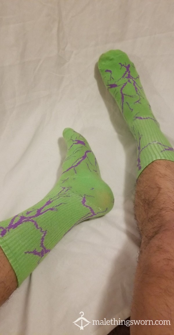 Green And Purple Lightning Socks