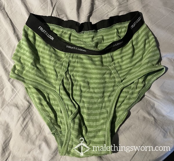 SOLD**Green Striped Men’s Briefs- Ready For A Well Worn Custom Order