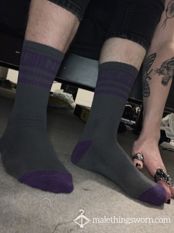 Grey And Purple Skater Brand Neff Socks