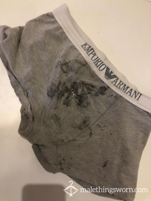 Grey Armani, Cum Stained, Worn At Gym