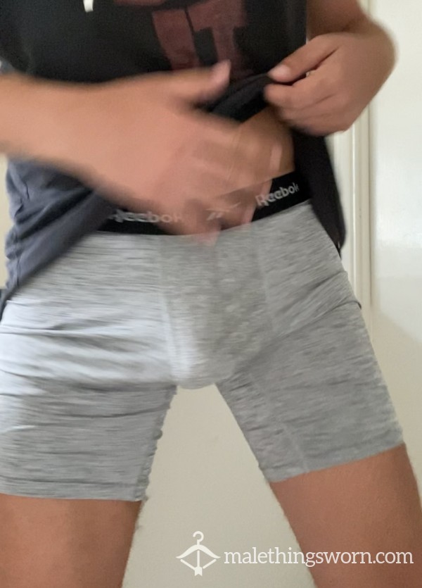 Grey Reebok Compression Boxer Shorts L