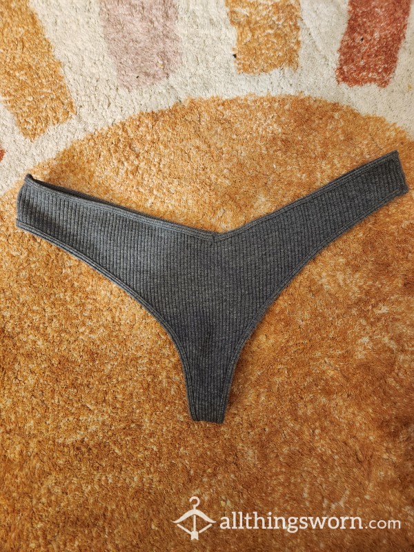 Grey Thong (Worn 24 Hours, Can Be Shipped Immediately)