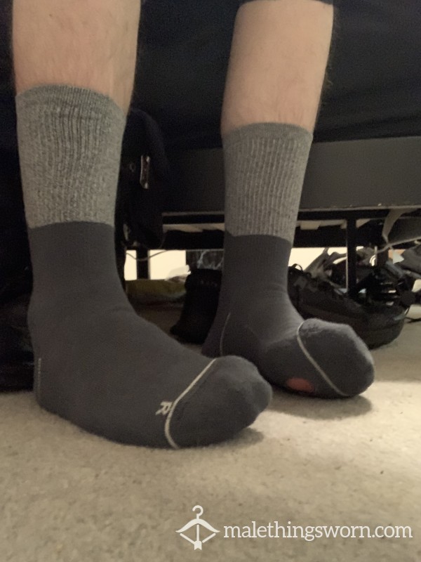 Grey Under Armor Crew Socks With Holes