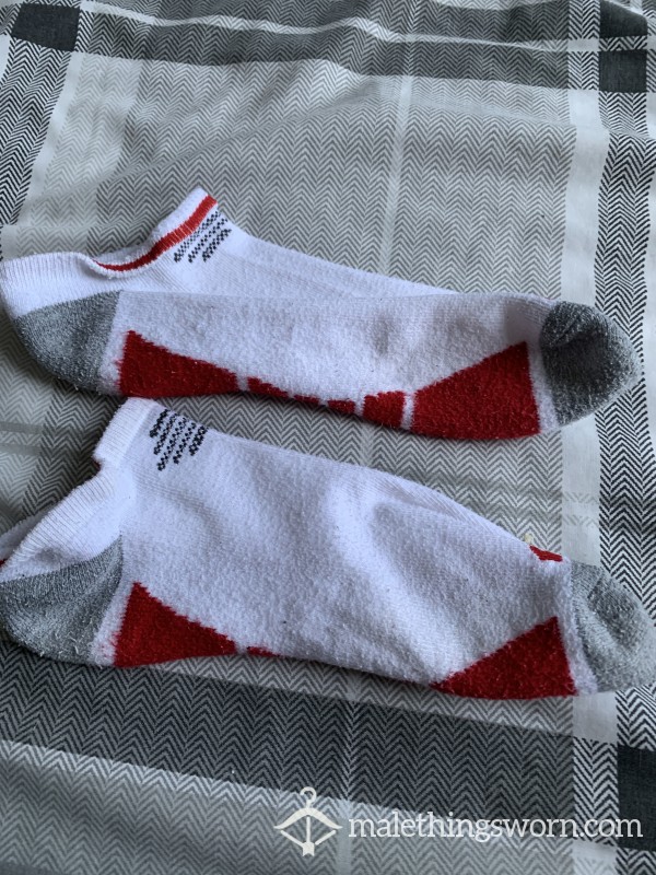 Grey/red/white Ankle Socks