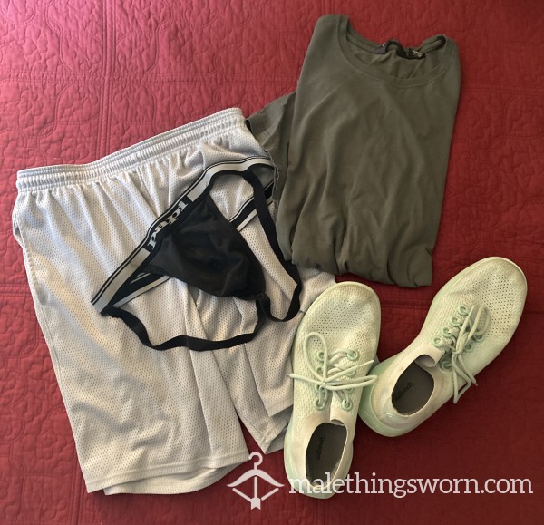 1 Week Gym Outfit: T-shirt, Shorts, Jock, Shoes