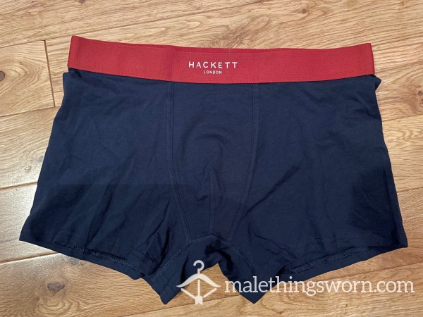 Hackett London Navy Boxer Trunks With Rust Waistband (L)
