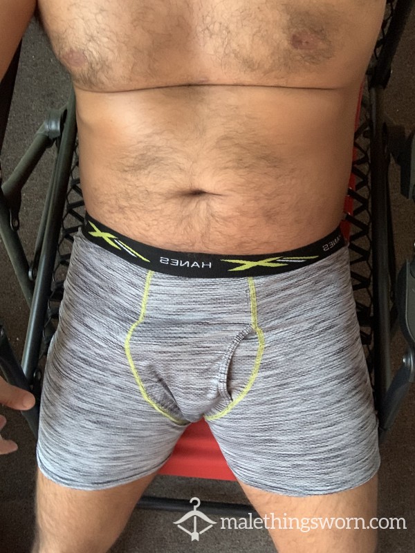 *UPDATE* Now With A 5th Fresh Load Of Cum (they REEK Of Cumshots) Hanes Grey Boxer Briefs