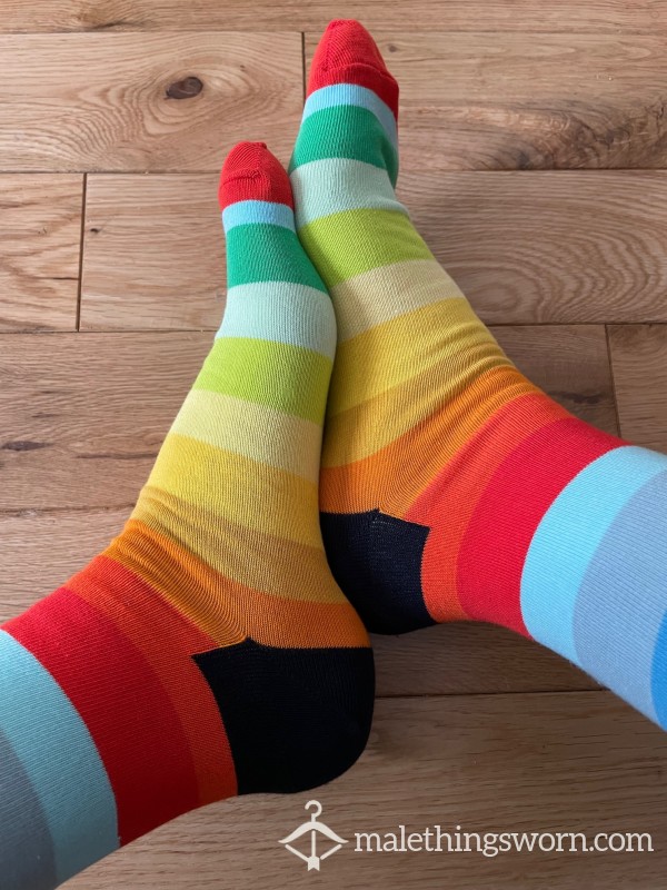 Happy Socks Funky Coloured Stripes Patterned Dress Socks, You Want To Sniff?