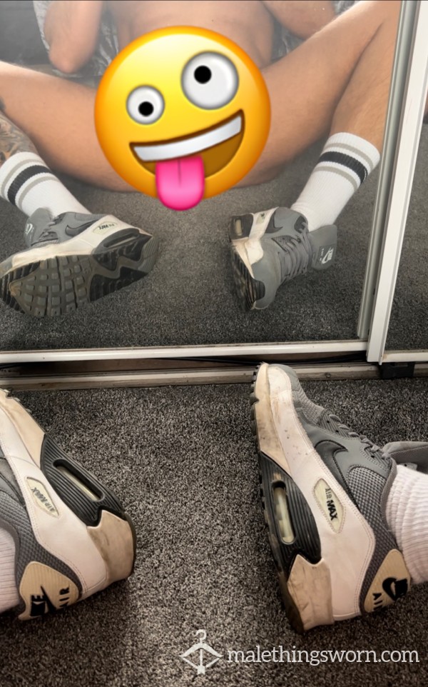 Hard Dick, White Socks, Nike Airs And Then Flipped Over To Show Hole And White Socks