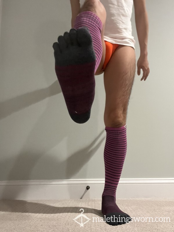 Hardly Used Open Toe Purple Grey Long Socks 💜