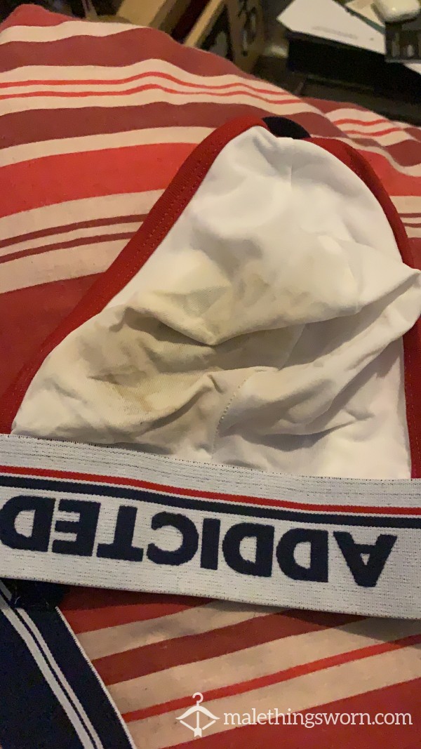 Heavily Worn And Precum Stained White Addicted Jock, Unwashed