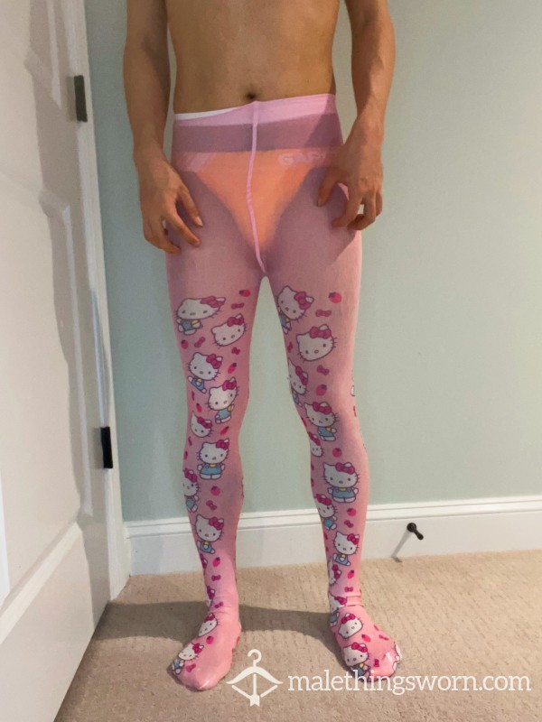 Hot Topic Pink Leggings Hello Litty Long Socks Tights  rare to find photo